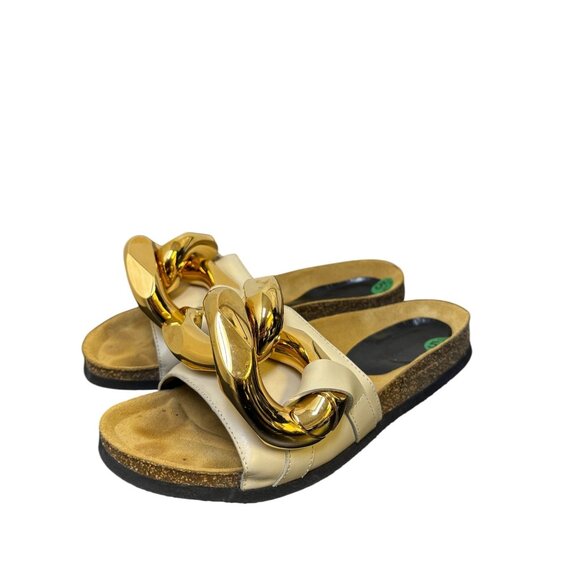 JW Anderson Cream & Gold Chain Slides 5.5 - Picture 1 of 11